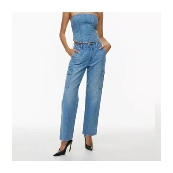 Denim Forum The 90's Edie Lo-Rise Cargo Jean - Picture 1 of 14